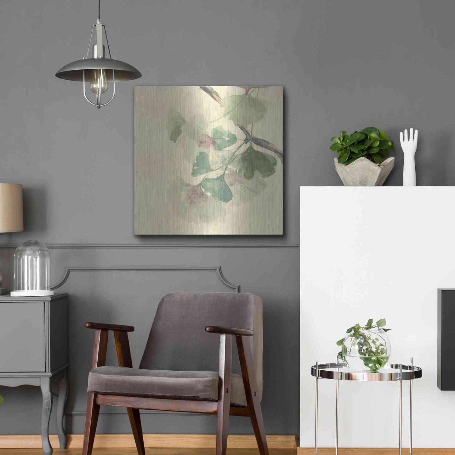 Luxe Metal Art 'Gingko Leaves II' by Chris Paschke, Metal Wall Art,24x24