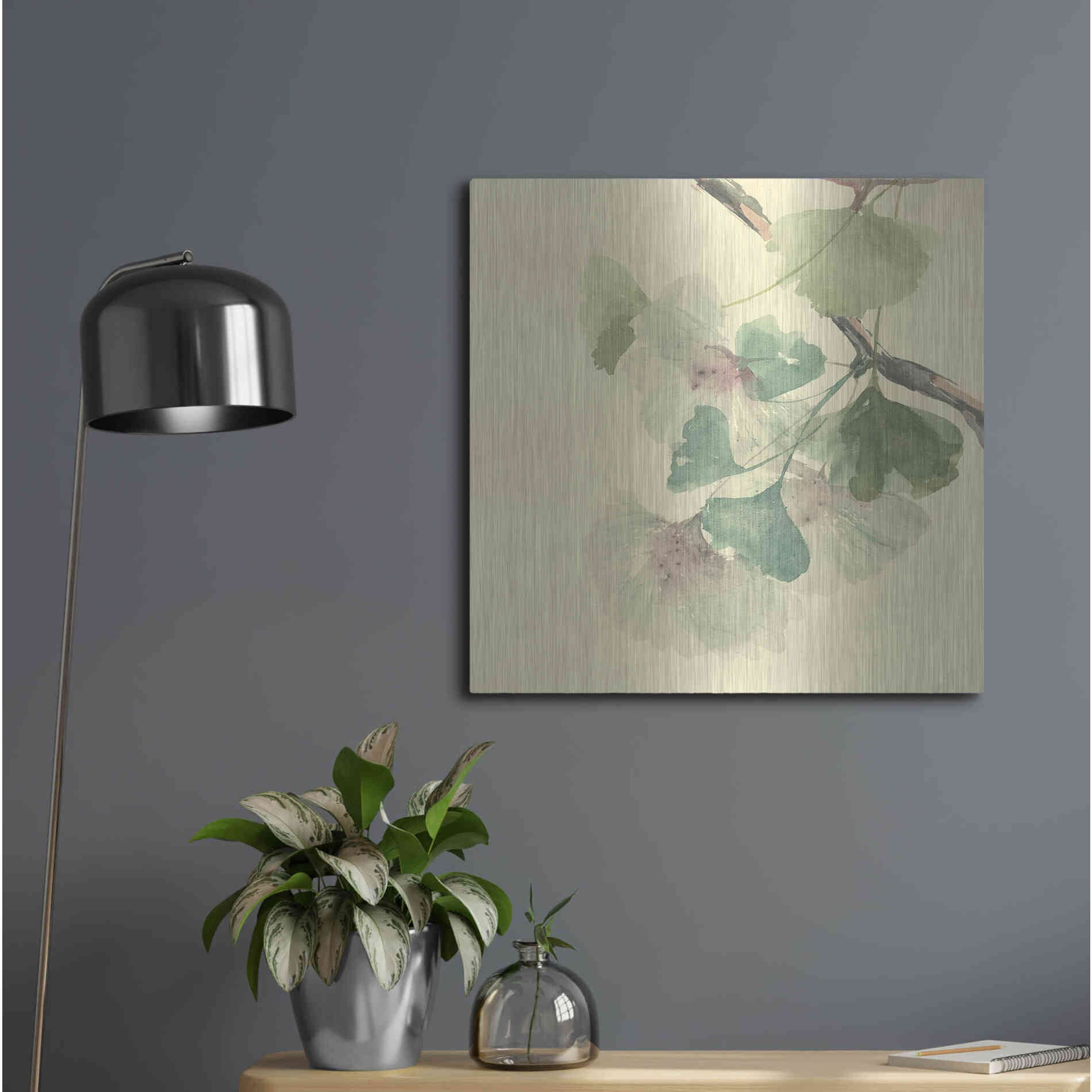 Luxe Metal Art 'Gingko Leaves II' by Chris Paschke, Metal Wall Art,24x24