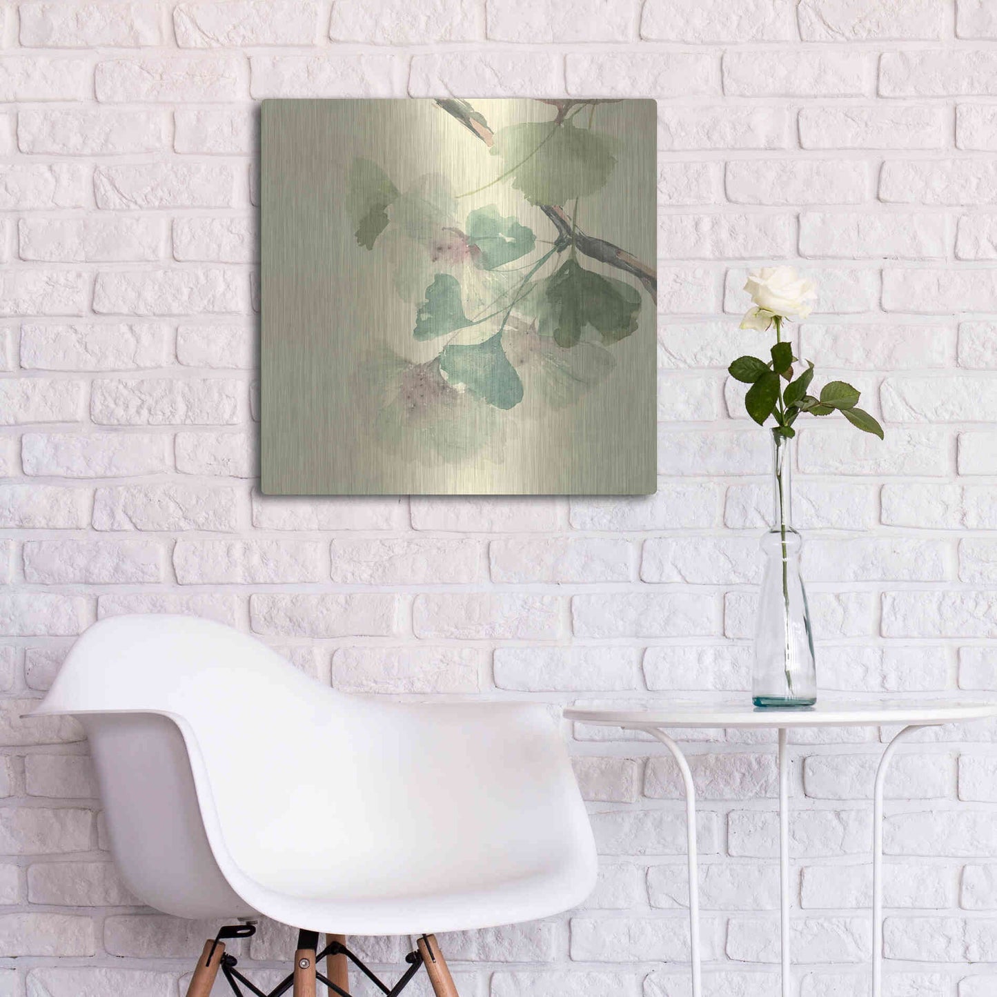 Luxe Metal Art 'Gingko Leaves II' by Chris Paschke, Metal Wall Art,24x24