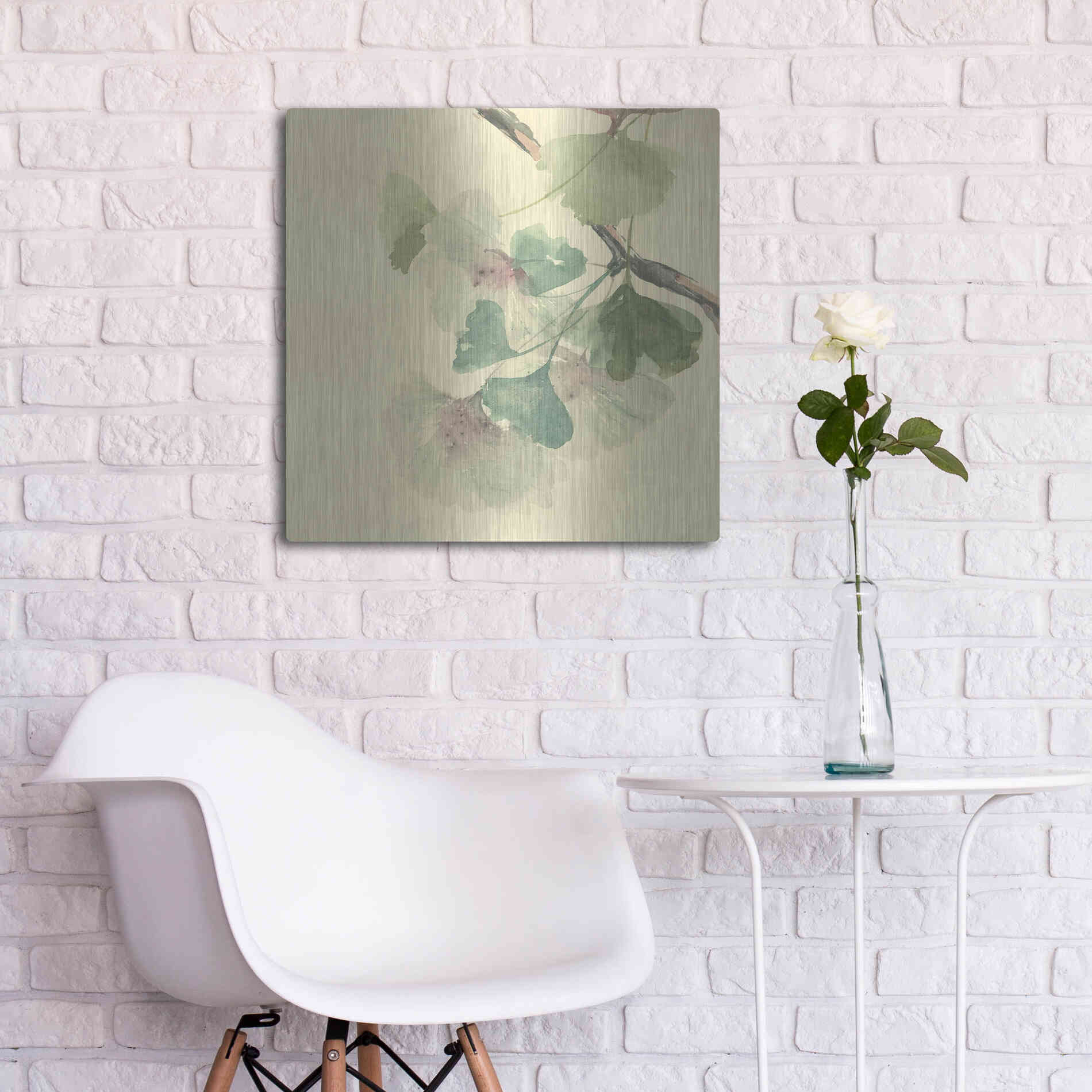 Luxe Metal Art 'Gingko Leaves II' by Chris Paschke, Metal Wall Art,24x24