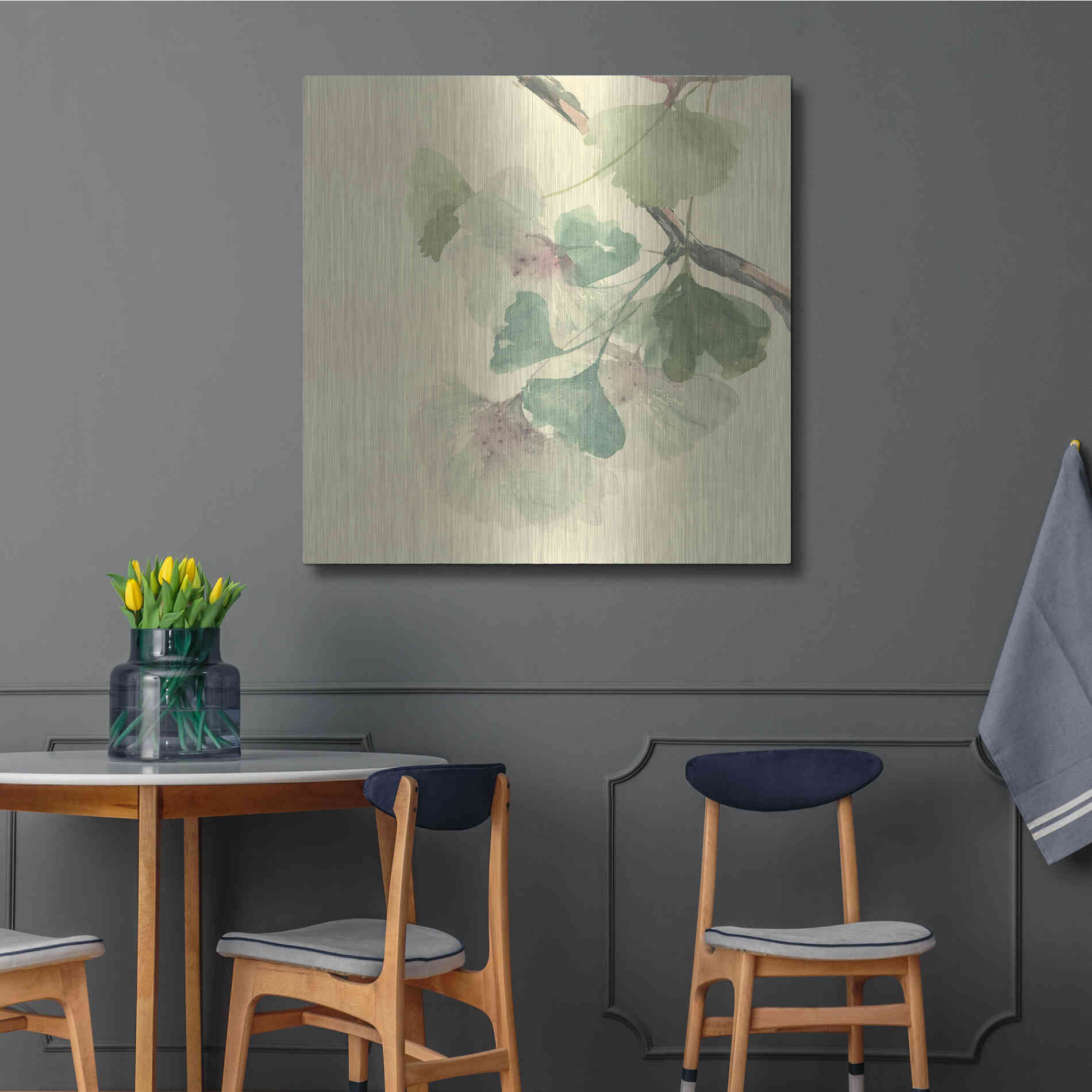 Luxe Metal Art 'Gingko Leaves II' by Chris Paschke, Metal Wall Art,36x36