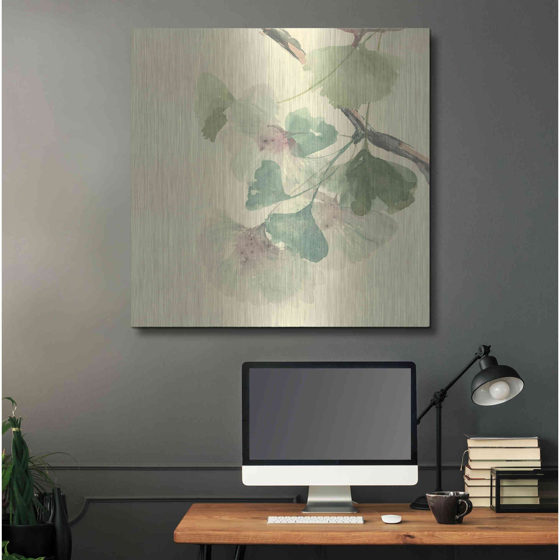 Luxe Metal Art 'Gingko Leaves II' by Chris Paschke, Metal Wall Art,36x36