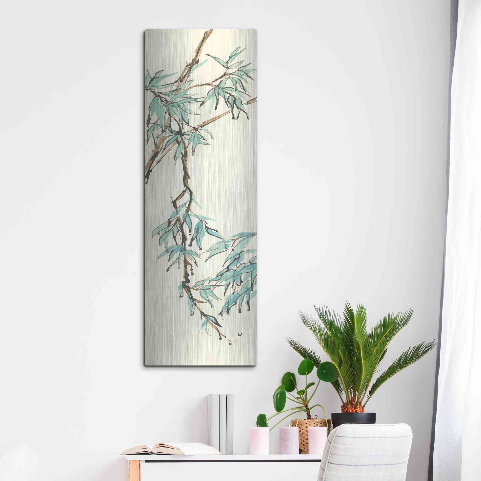 Luxe Metal Art 'Summer Bamboo II' by Chris Paschke, Metal Wall Art,16x48