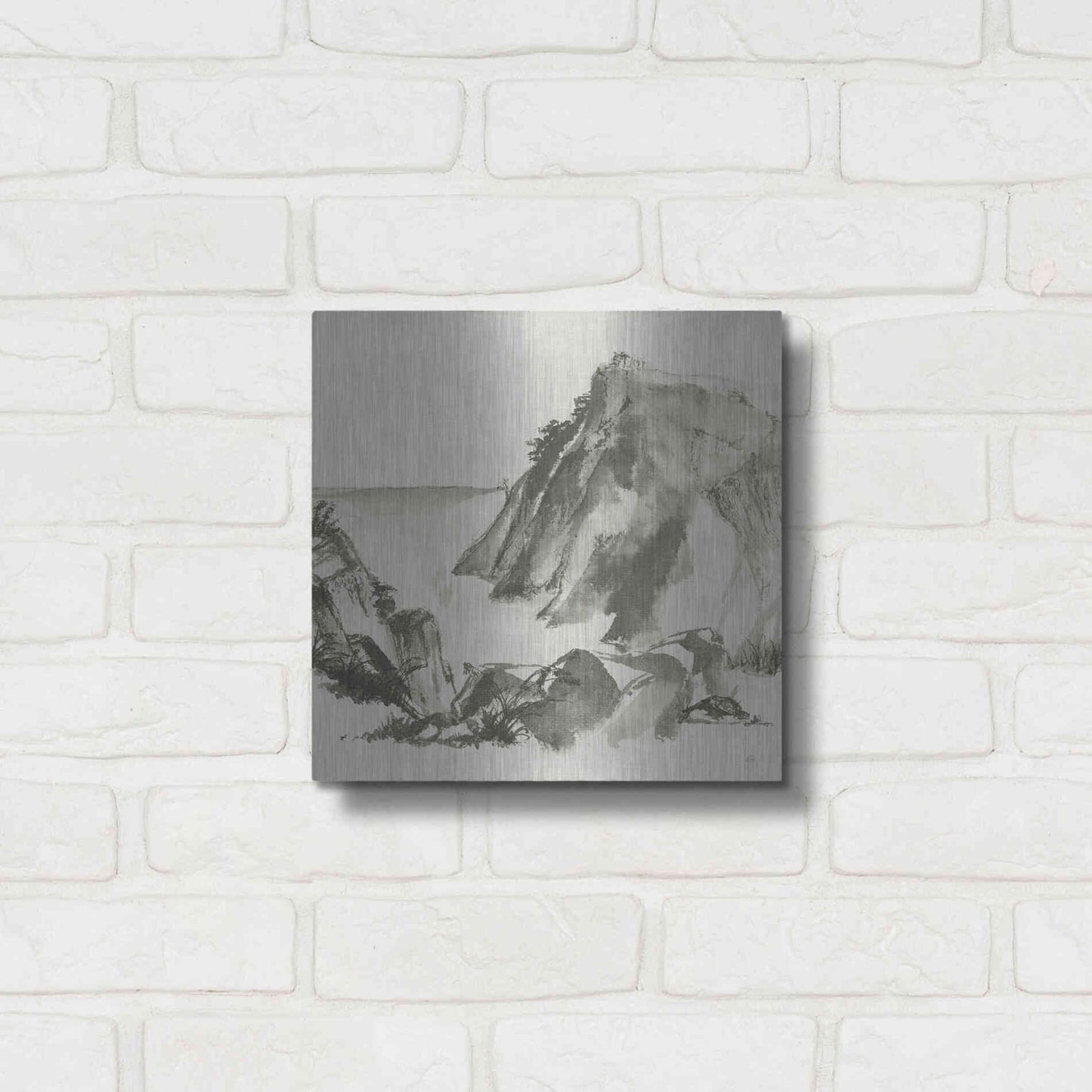 Luxe Metal Art 'Sumi Rocks Cream' by Chris Paschke, Metal Wall Art,12x12