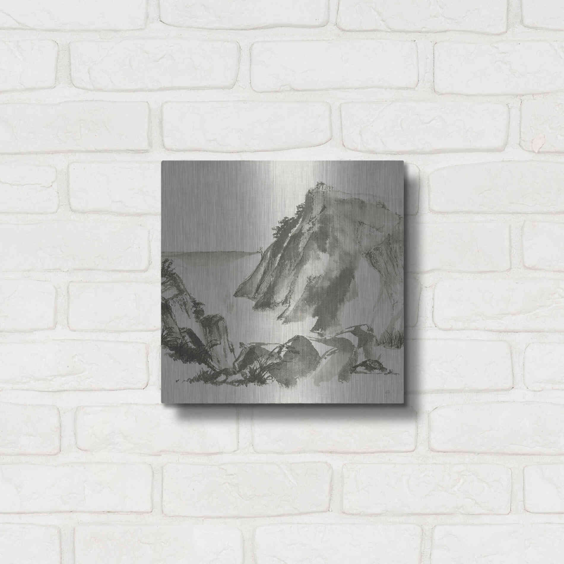 Luxe Metal Art 'Sumi Rocks Cream' by Chris Paschke, Metal Wall Art,12x12