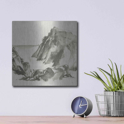 Luxe Metal Art 'Sumi Rocks Cream' by Chris Paschke, Metal Wall Art,12x12