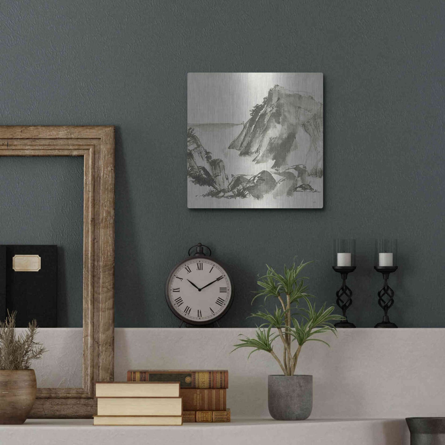 Luxe Metal Art 'Sumi Rocks Cream' by Chris Paschke, Metal Wall Art,12x12