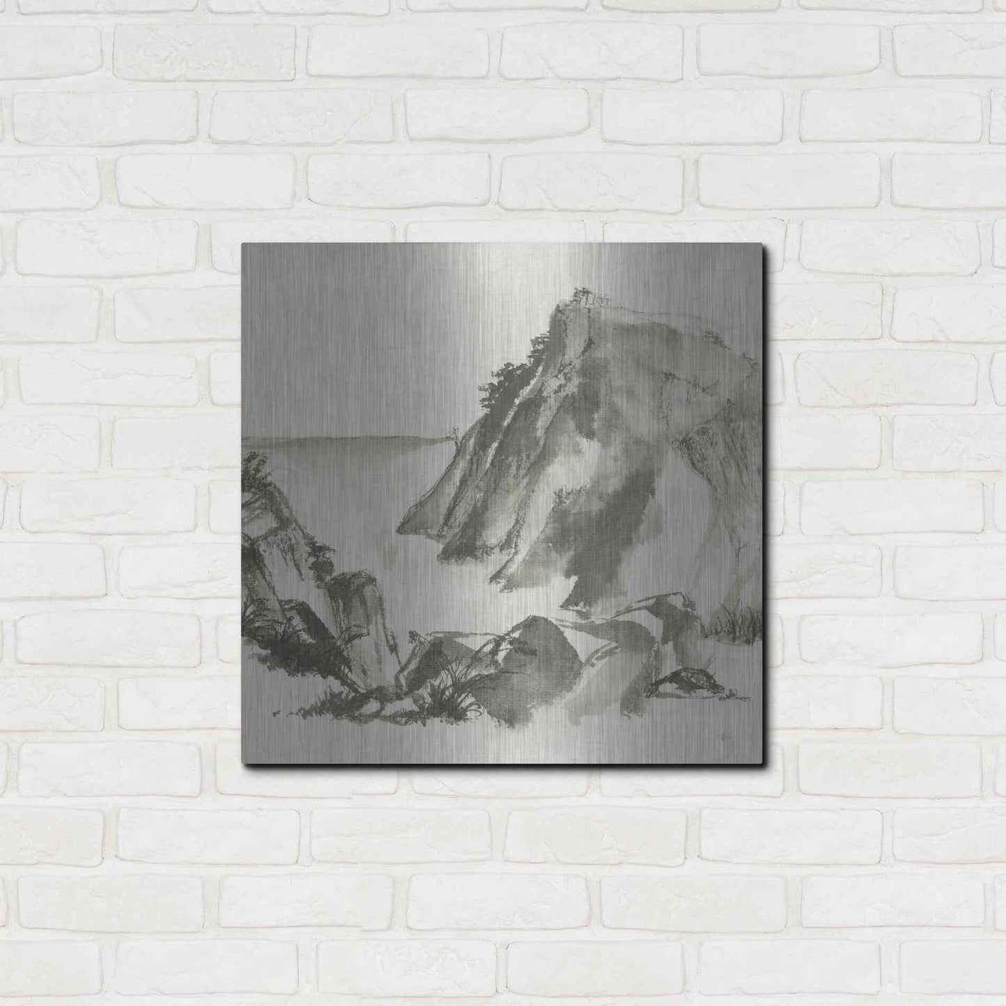 Luxe Metal Art 'Sumi Rocks Cream' by Chris Paschke, Metal Wall Art,24x24