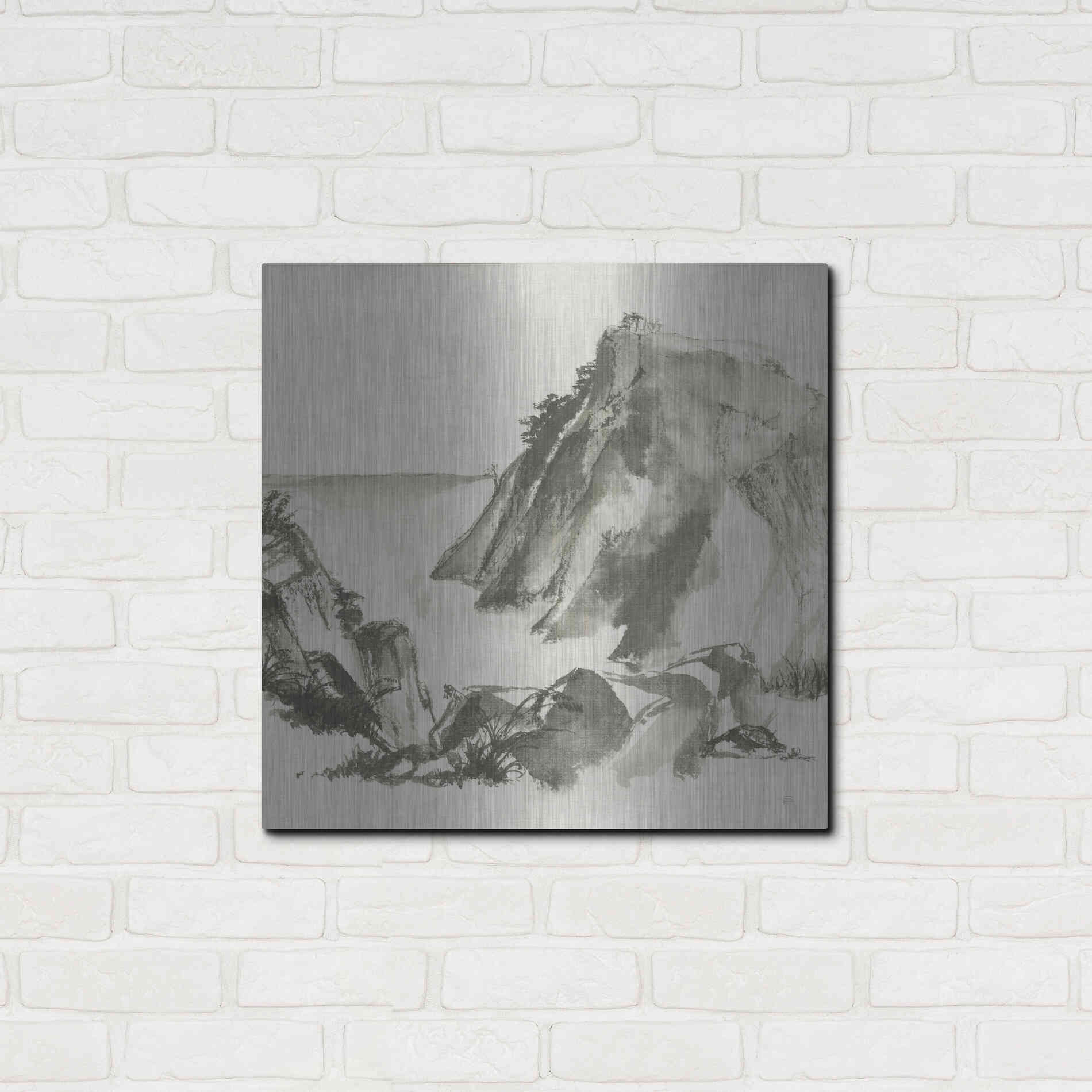 Luxe Metal Art 'Sumi Rocks Cream' by Chris Paschke, Metal Wall Art,24x24