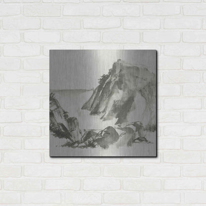 Luxe Metal Art 'Sumi Rocks Cream' by Chris Paschke, Metal Wall Art,24x24