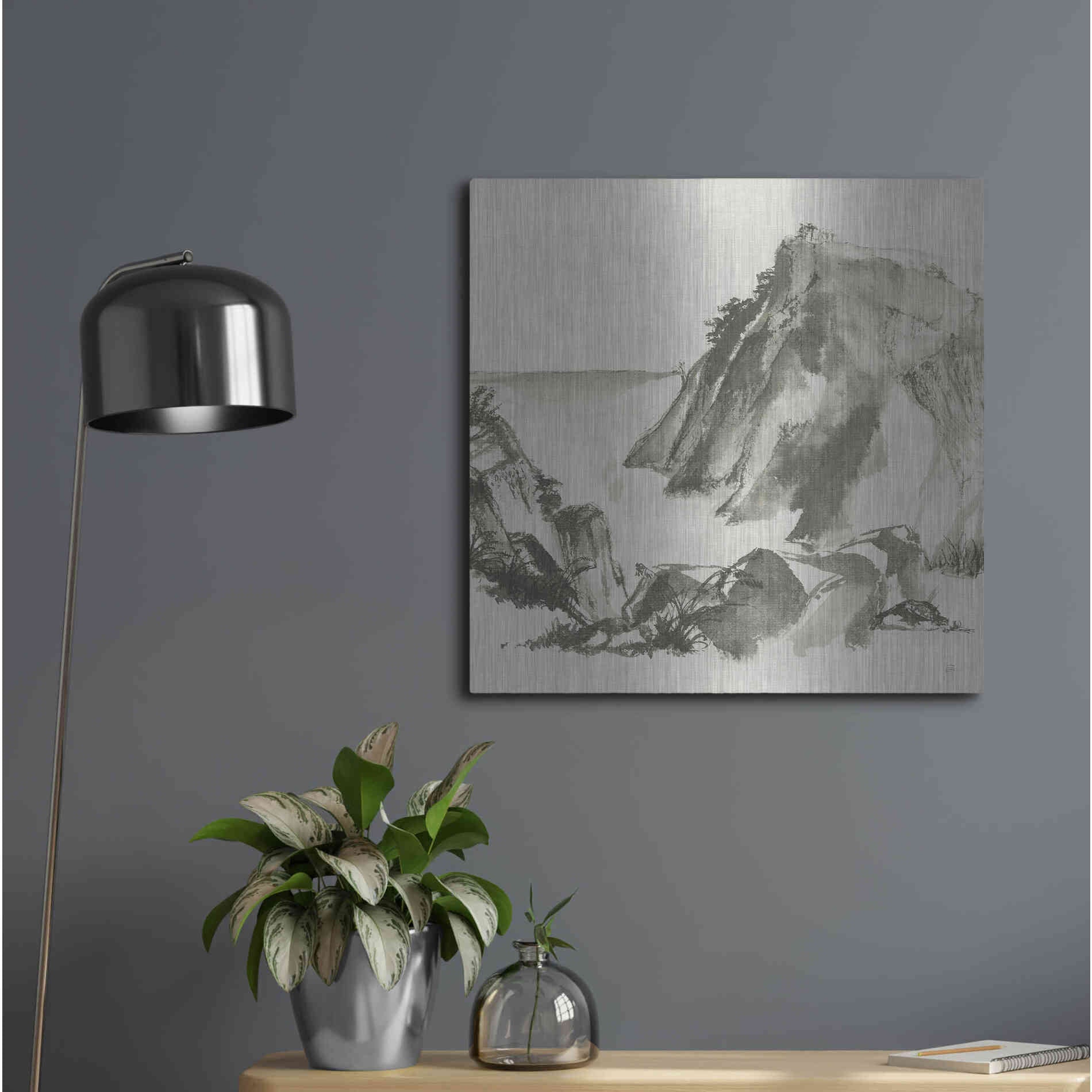 Luxe Metal Art 'Sumi Rocks Cream' by Chris Paschke, Metal Wall Art,24x24