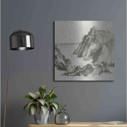 Luxe Metal Art 'Sumi Rocks Cream' by Chris Paschke, Metal Wall Art,24x24