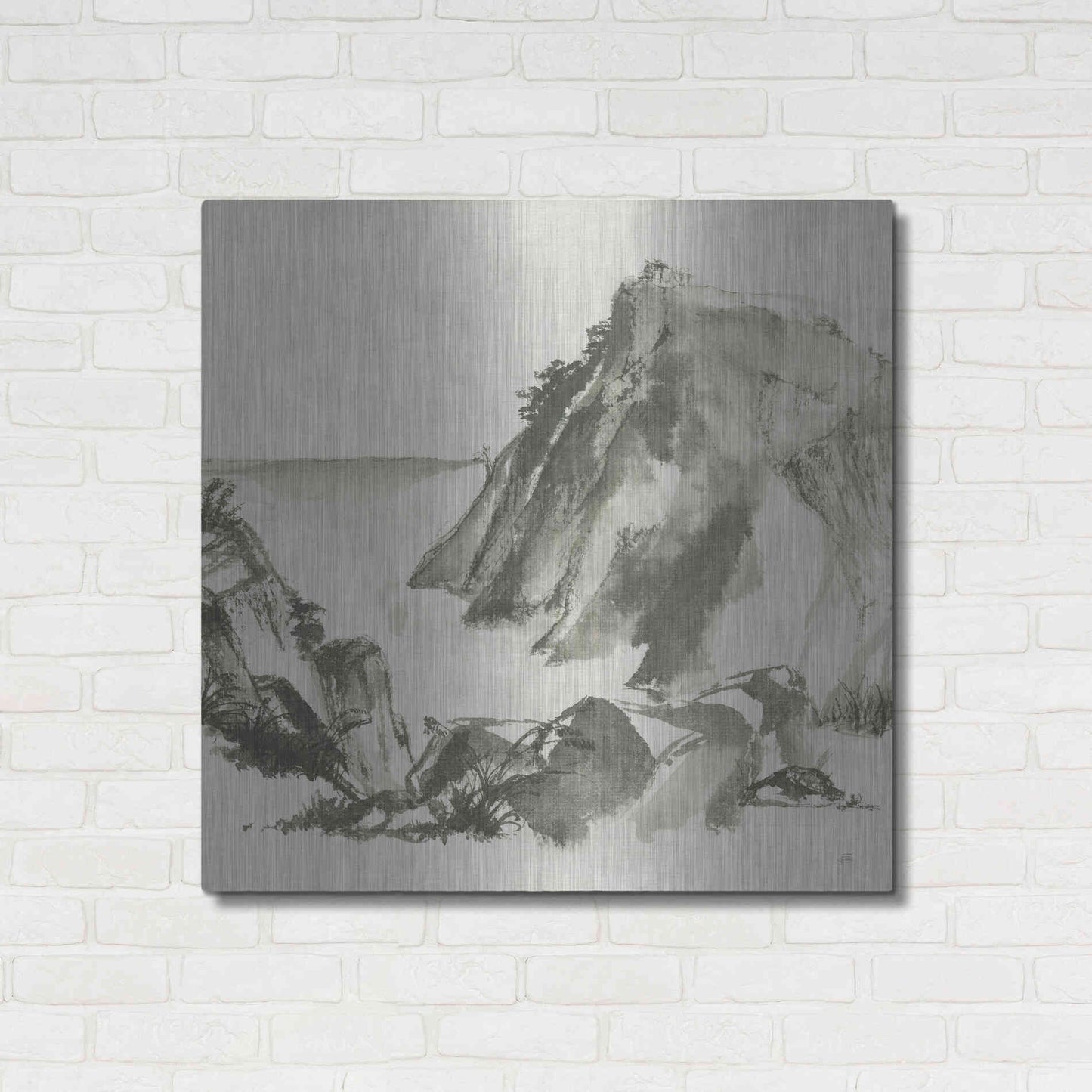 Luxe Metal Art 'Sumi Rocks Cream' by Chris Paschke, Metal Wall Art,36x36