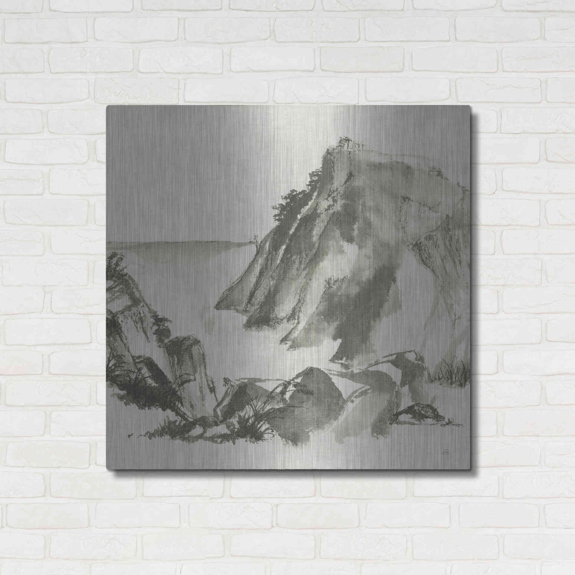 Luxe Metal Art 'Sumi Rocks Cream' by Chris Paschke, Metal Wall Art,36x36