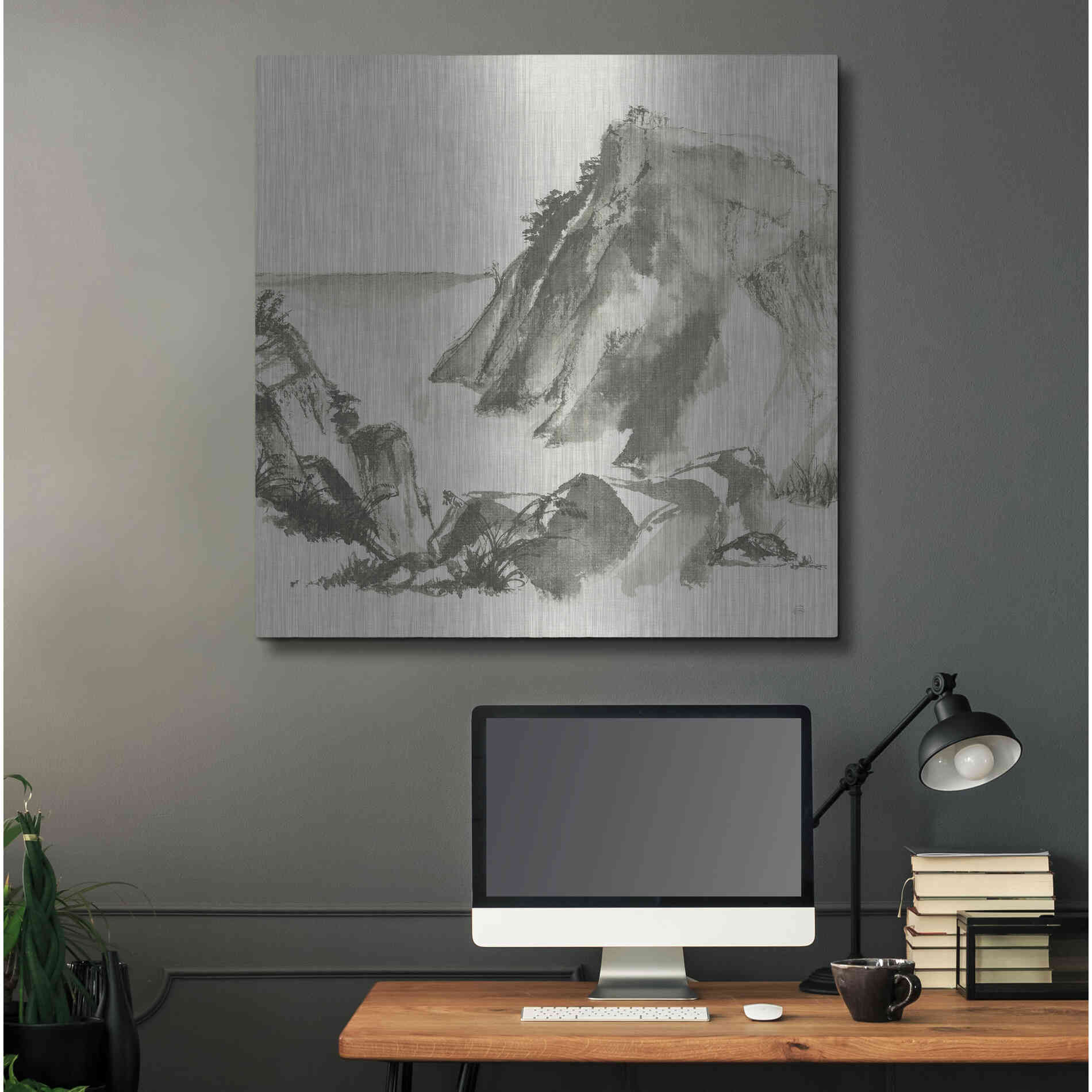 Luxe Metal Art 'Sumi Rocks Cream' by Chris Paschke, Metal Wall Art,36x36