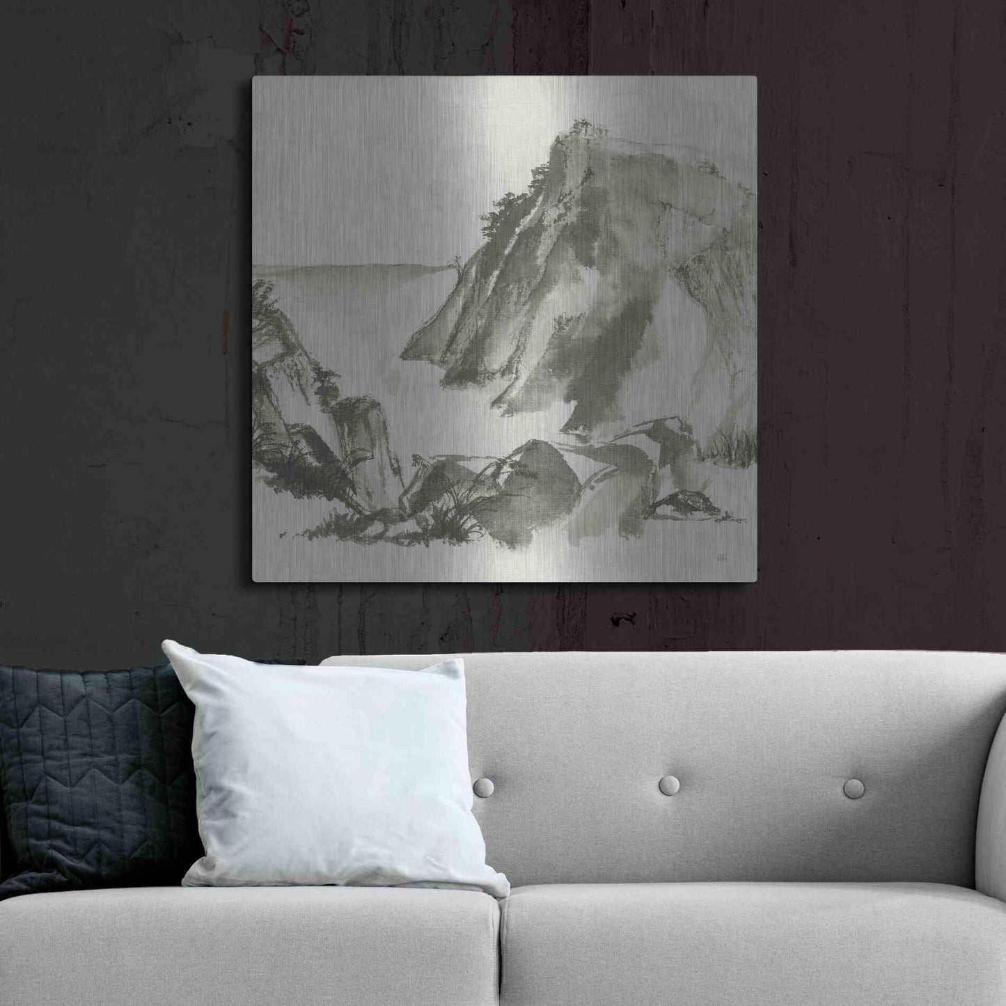 Luxe Metal Art 'Sumi Rocks Cream' by Chris Paschke, Metal Wall Art,36x36
