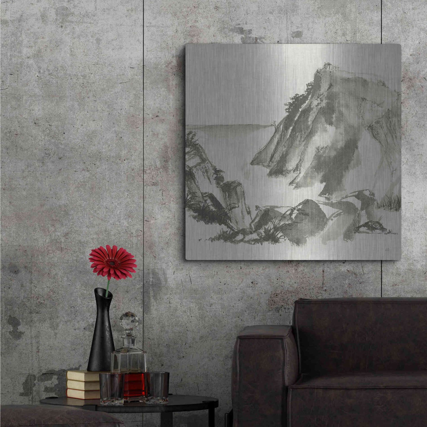 Luxe Metal Art 'Sumi Rocks Cream' by Chris Paschke, Metal Wall Art,36x36