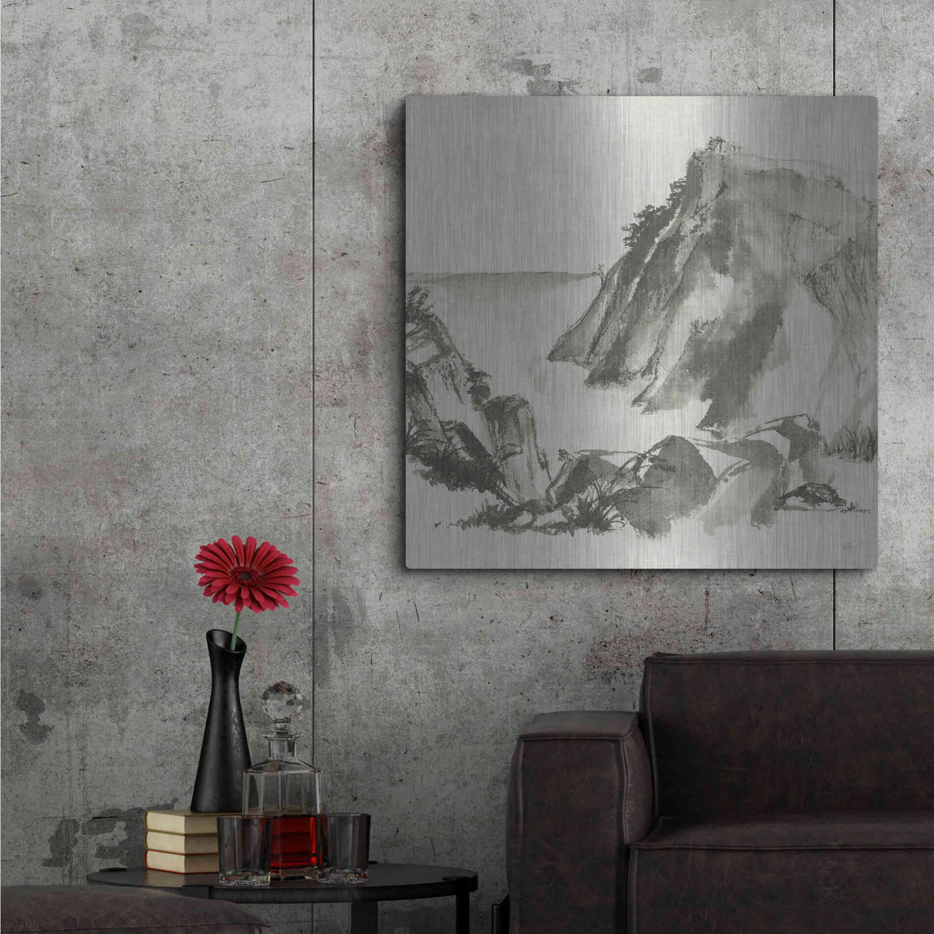 Luxe Metal Art 'Sumi Rocks Cream' by Chris Paschke, Metal Wall Art,36x36