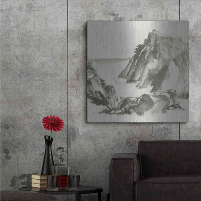 Luxe Metal Art 'Sumi Rocks Cream' by Chris Paschke, Metal Wall Art,36x36