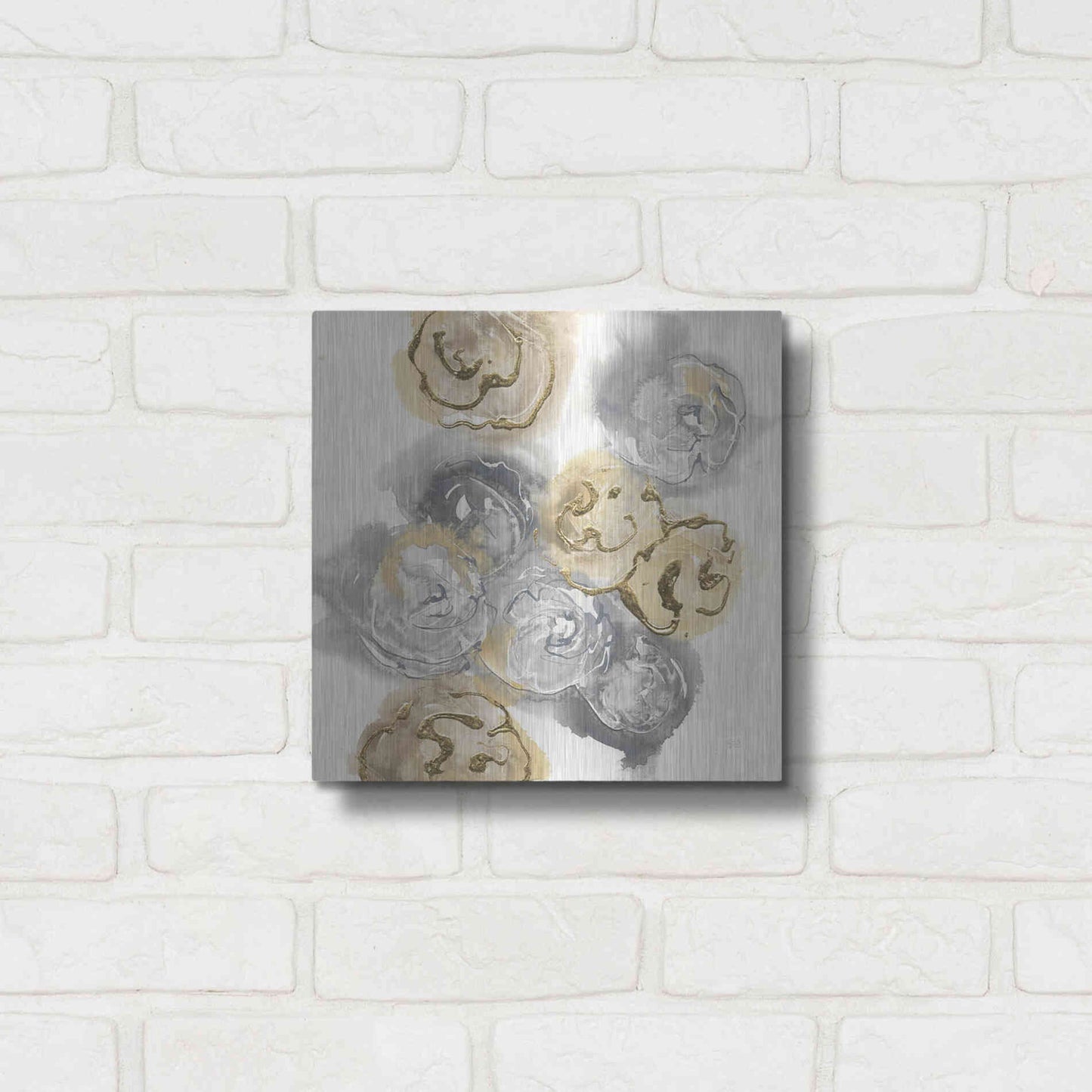 Luxe Metal Art 'Gold Edged Neutral I' by Chris Paschke, Metal Wall Art,12x12
