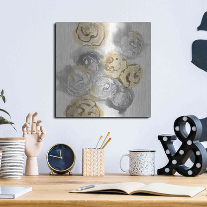 Luxe Metal Art 'Gold Edged Neutral I' by Chris Paschke, Metal Wall Art,12x12