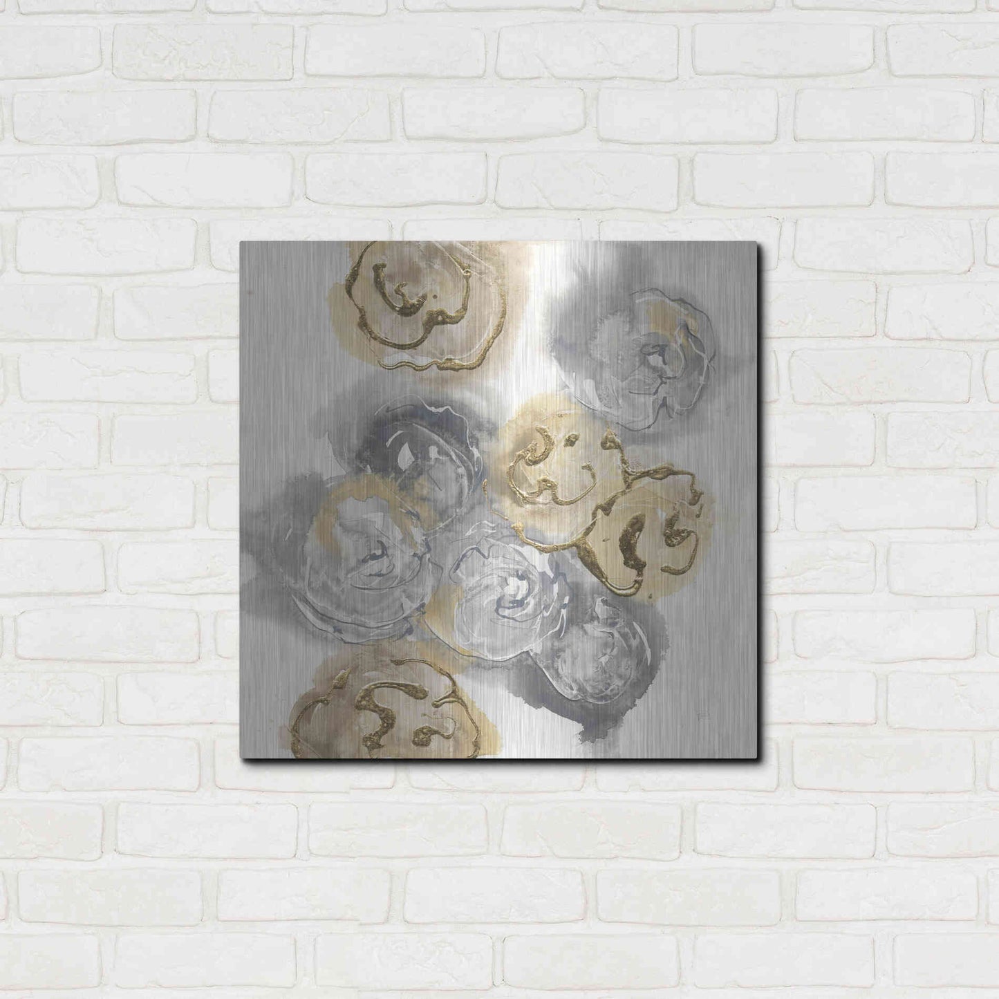 Luxe Metal Art 'Gold Edged Neutral I' by Chris Paschke, Metal Wall Art,24x24