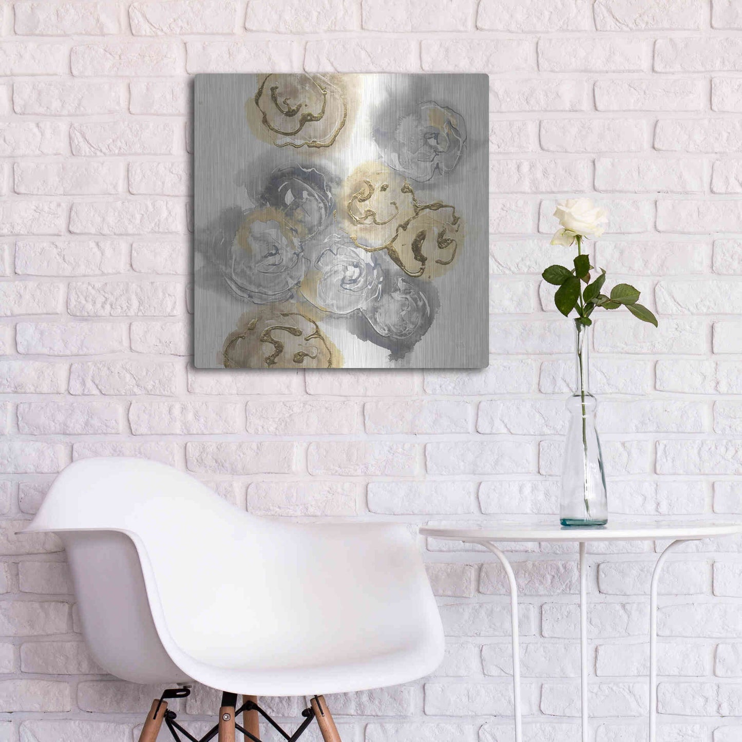 Luxe Metal Art 'Gold Edged Neutral I' by Chris Paschke, Metal Wall Art,24x24