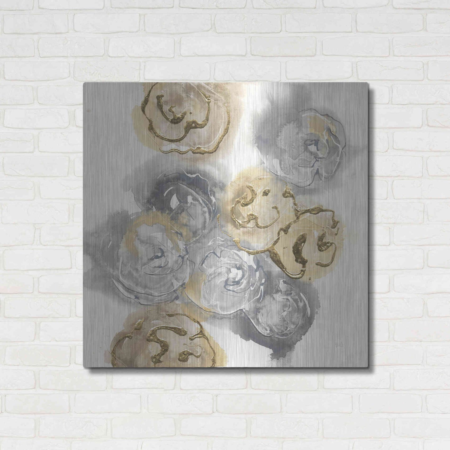 Luxe Metal Art 'Gold Edged Neutral I' by Chris Paschke, Metal Wall Art,36x36