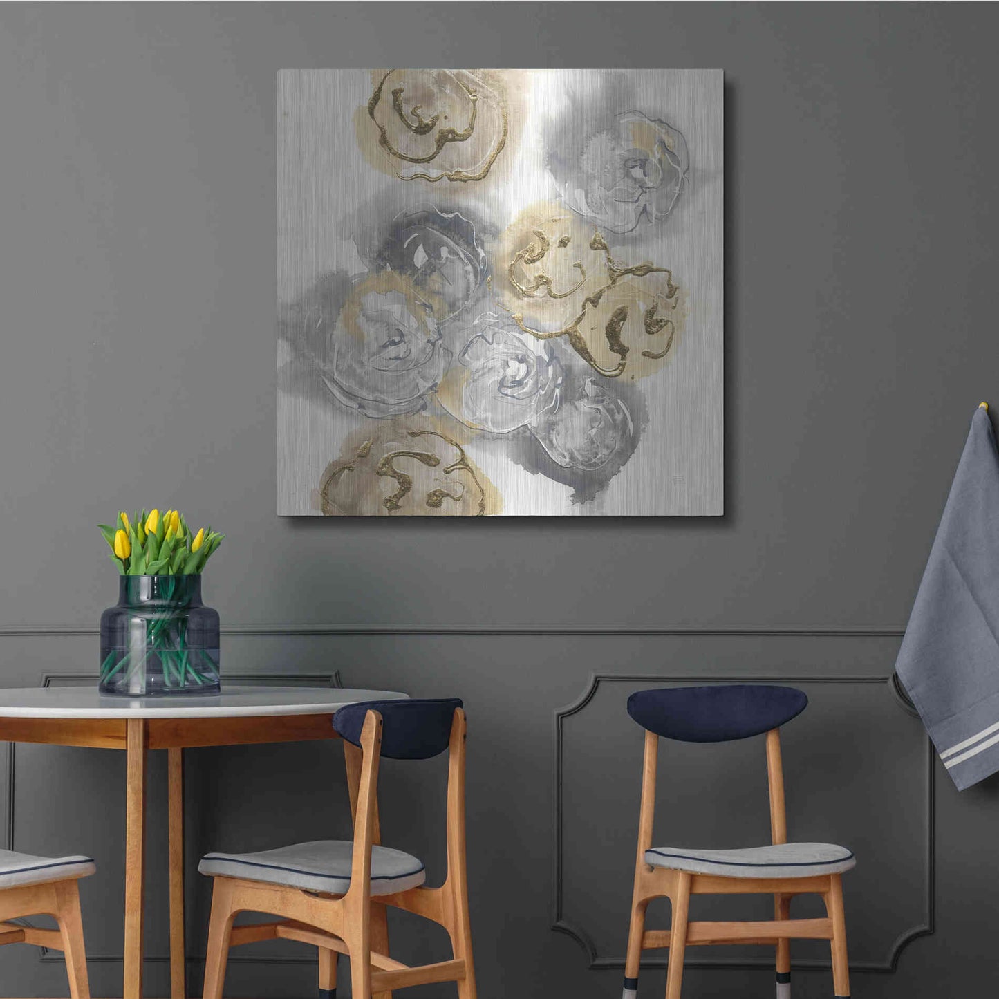 Luxe Metal Art 'Gold Edged Neutral I' by Chris Paschke, Metal Wall Art,36x36