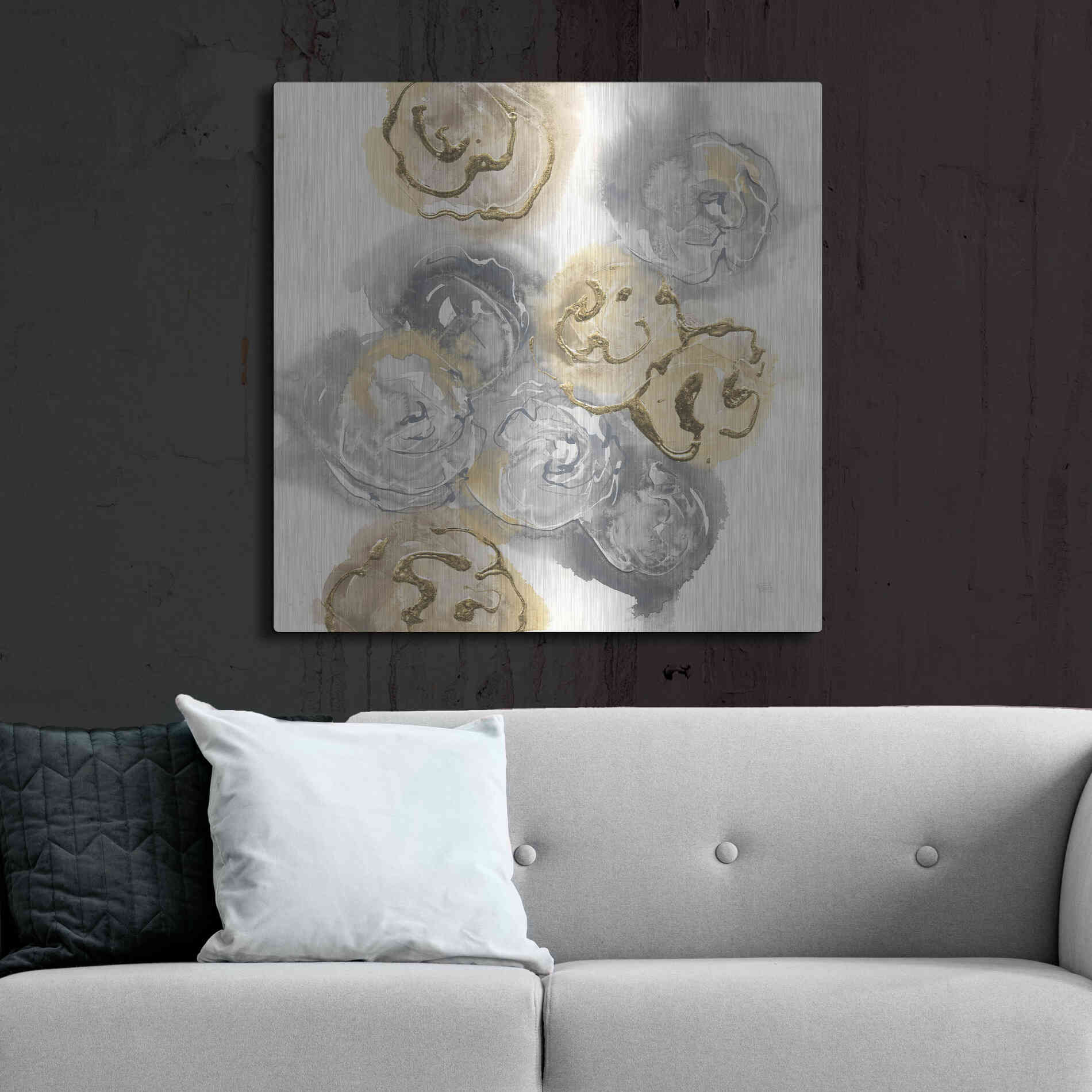 Luxe Metal Art 'Gold Edged Neutral I' by Chris Paschke, Metal Wall Art,36x36