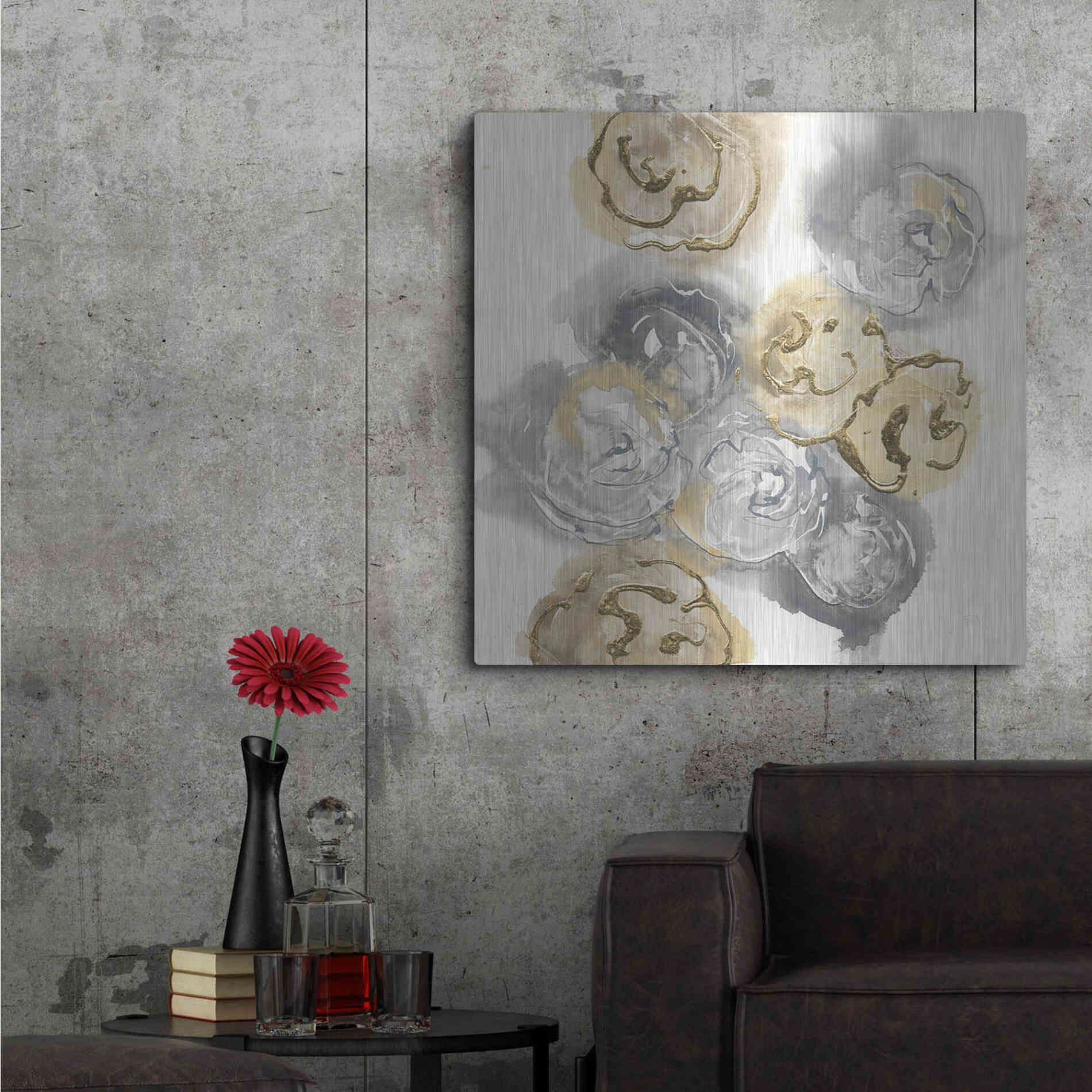 Luxe Metal Art 'Gold Edged Neutral I' by Chris Paschke, Metal Wall Art,36x36