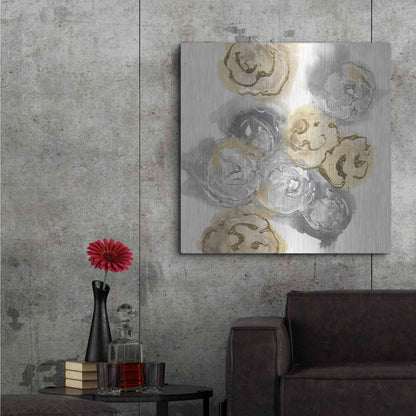 Luxe Metal Art 'Gold Edged Neutral I' by Chris Paschke, Metal Wall Art,36x36