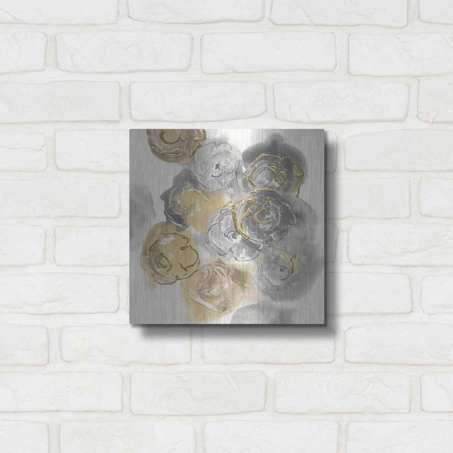 Luxe Metal Art 'Gold Edged Neutral II' by Chris Paschke, Metal Wall Art,12x12