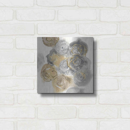 Luxe Metal Art 'Gold Edged Neutral II' by Chris Paschke, Metal Wall Art,12x12