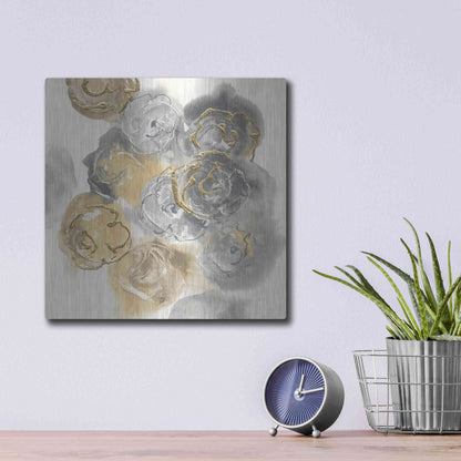 Luxe Metal Art 'Gold Edged Neutral II' by Chris Paschke, Metal Wall Art,12x12