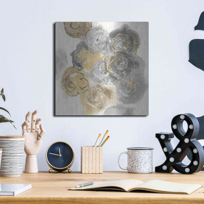 Luxe Metal Art 'Gold Edged Neutral II' by Chris Paschke, Metal Wall Art,12x12