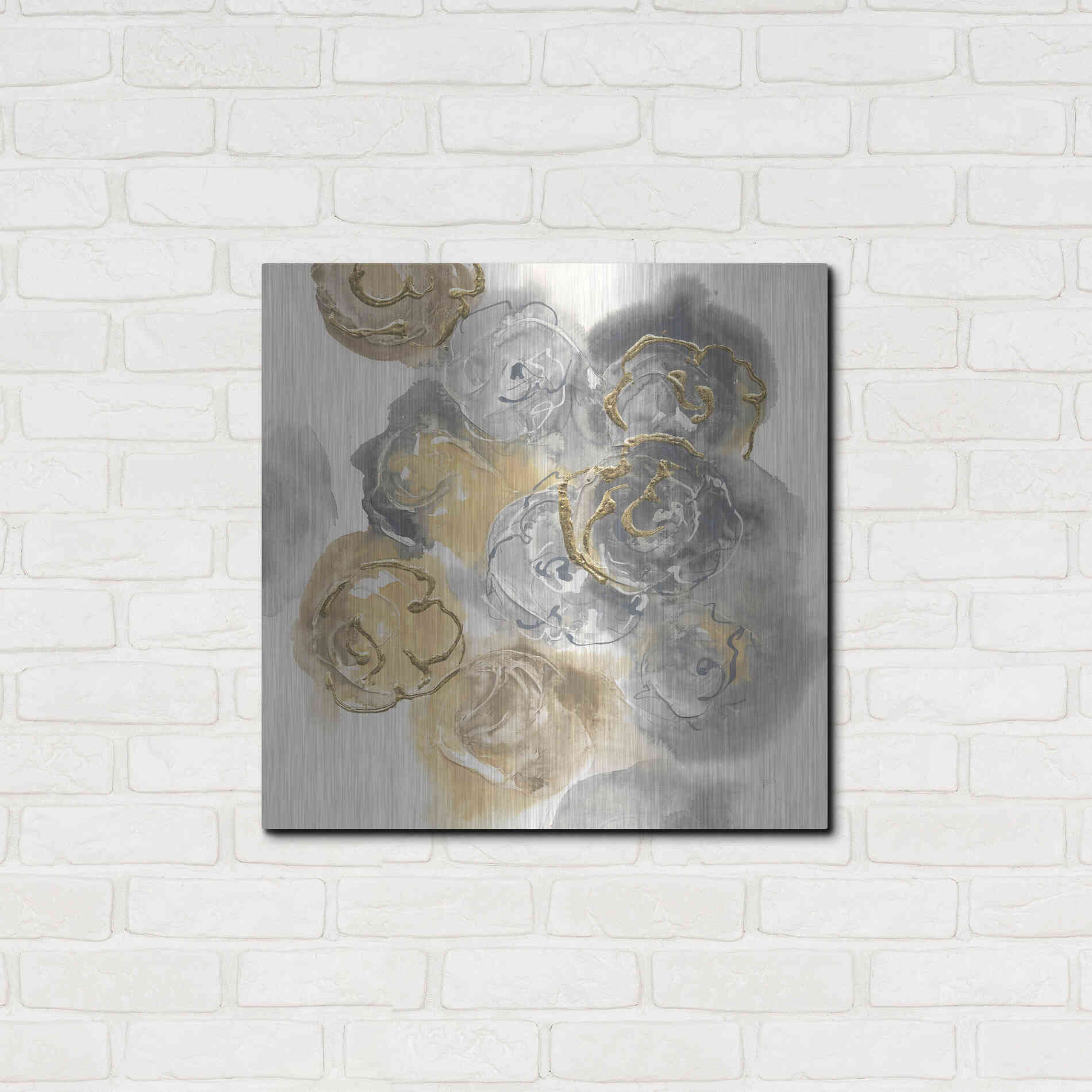 Luxe Metal Art 'Gold Edged Neutral II' by Chris Paschke, Metal Wall Art,24x24
