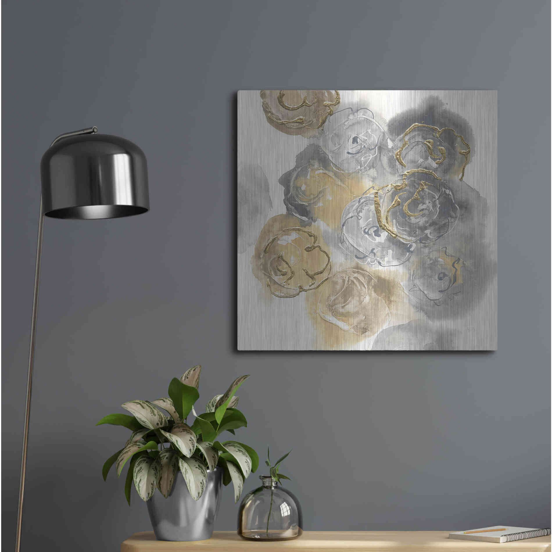Luxe Metal Art 'Gold Edged Neutral II' by Chris Paschke, Metal Wall Art,24x24