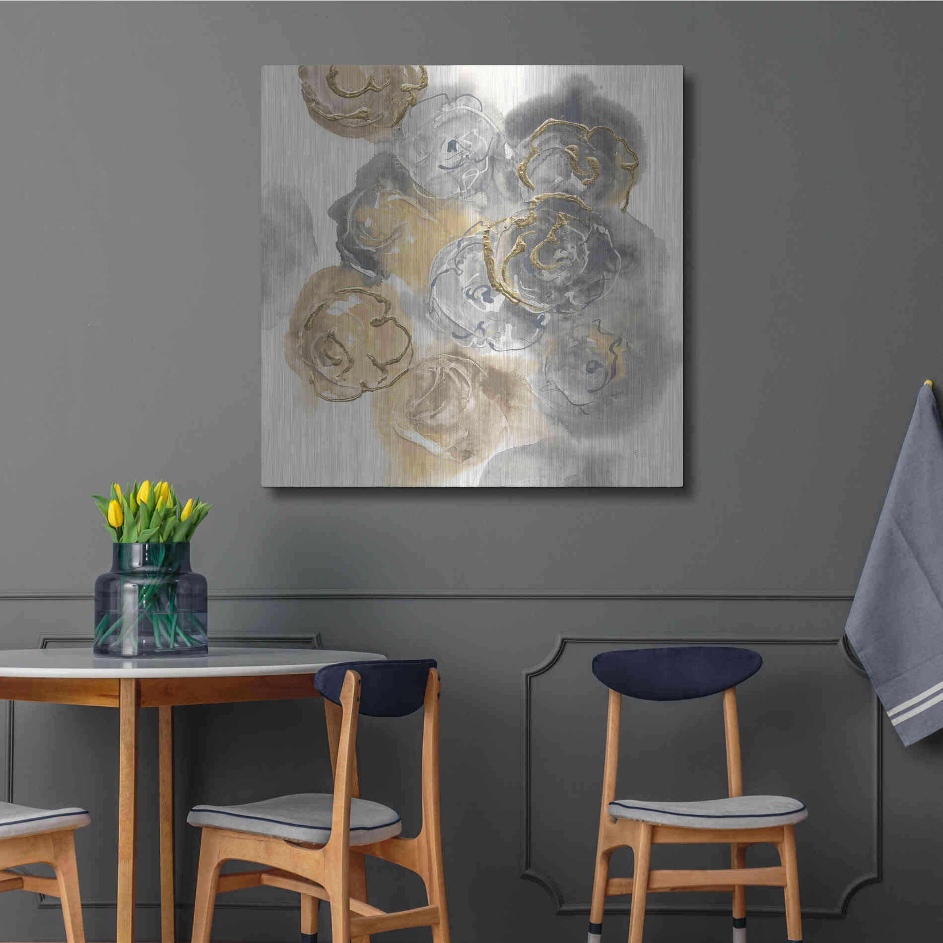 Luxe Metal Art 'Gold Edged Neutral II' by Chris Paschke, Metal Wall Art,36x36