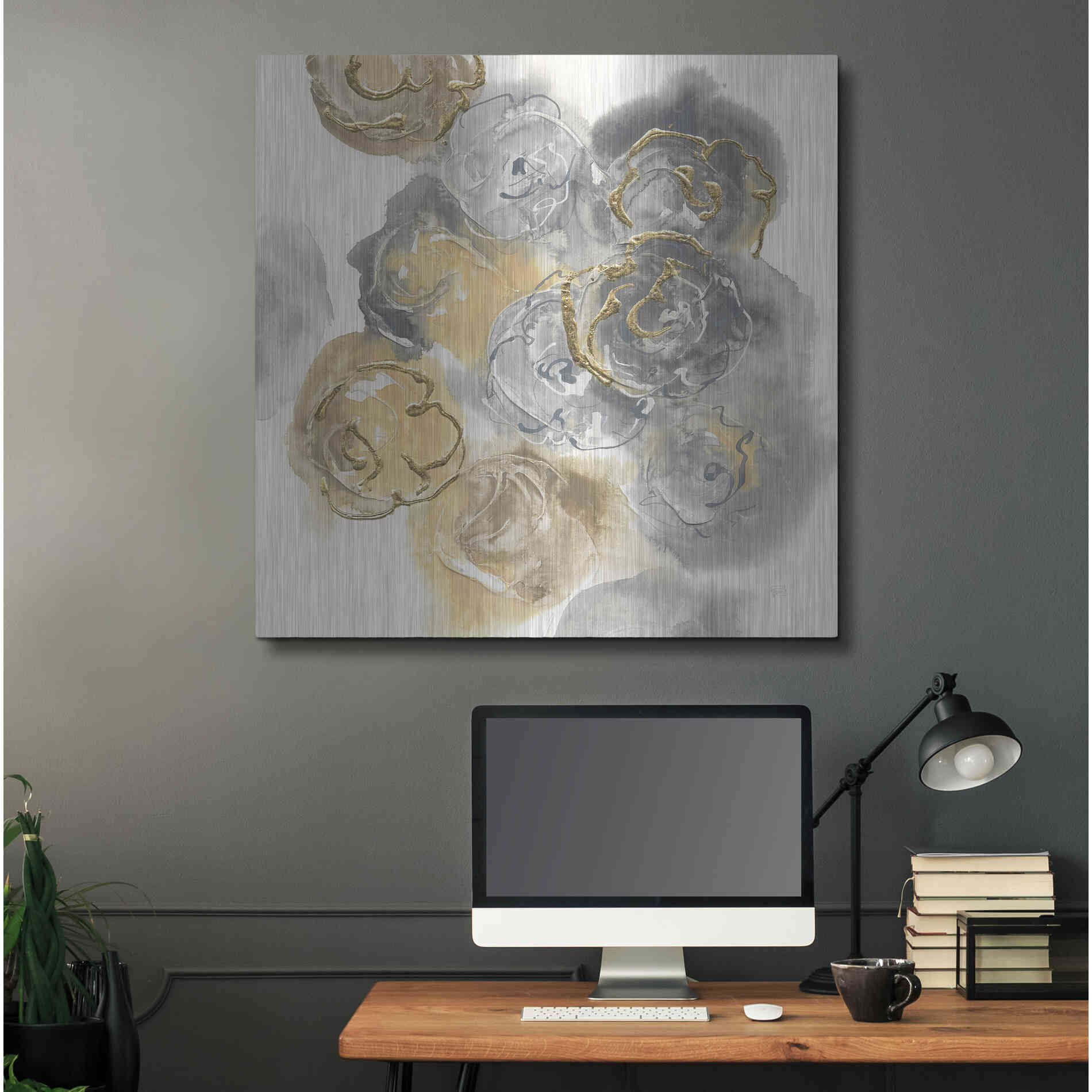 Luxe Metal Art 'Gold Edged Neutral II' by Chris Paschke, Metal Wall Art,36x36