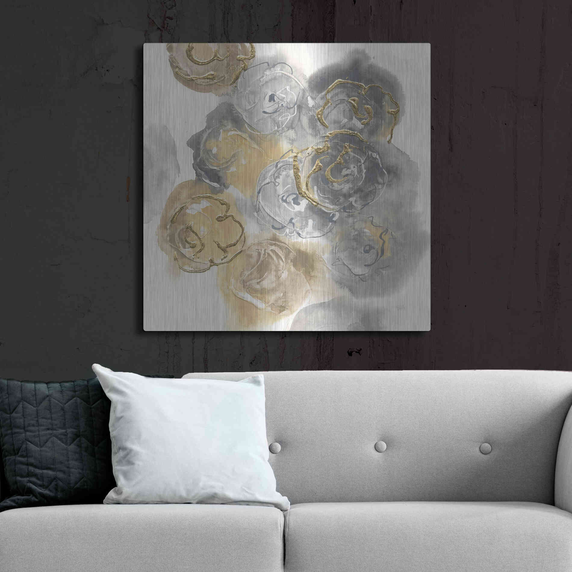 Luxe Metal Art 'Gold Edged Neutral II' by Chris Paschke, Metal Wall Art,36x36