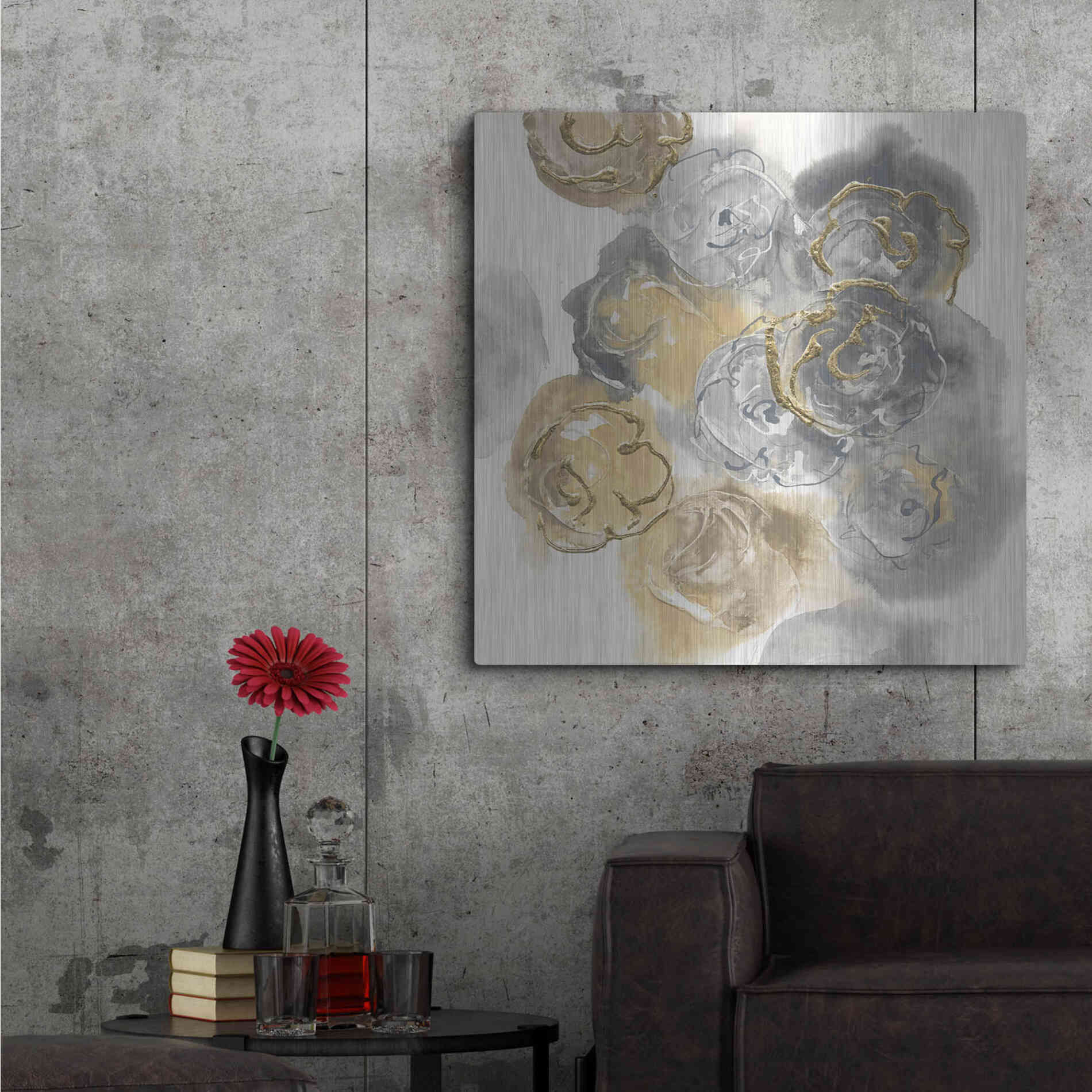Luxe Metal Art 'Gold Edged Neutral II' by Chris Paschke, Metal Wall Art,36x36