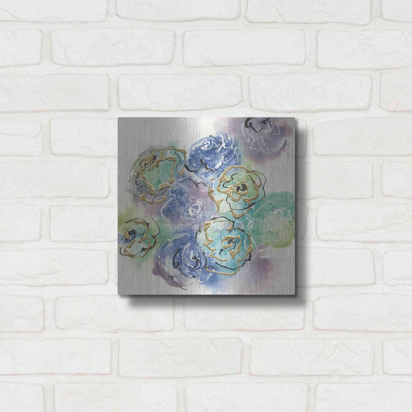 Luxe Metal Art 'Gold Edged Roses I' by Chris Paschke, Metal Wall Art,12x12