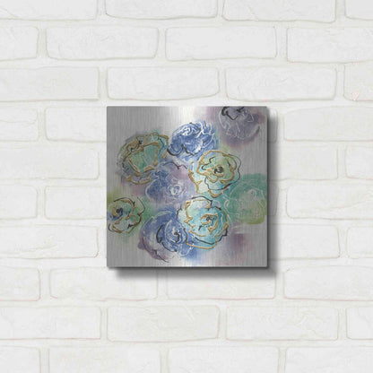 Luxe Metal Art 'Gold Edged Roses I' by Chris Paschke, Metal Wall Art,12x12