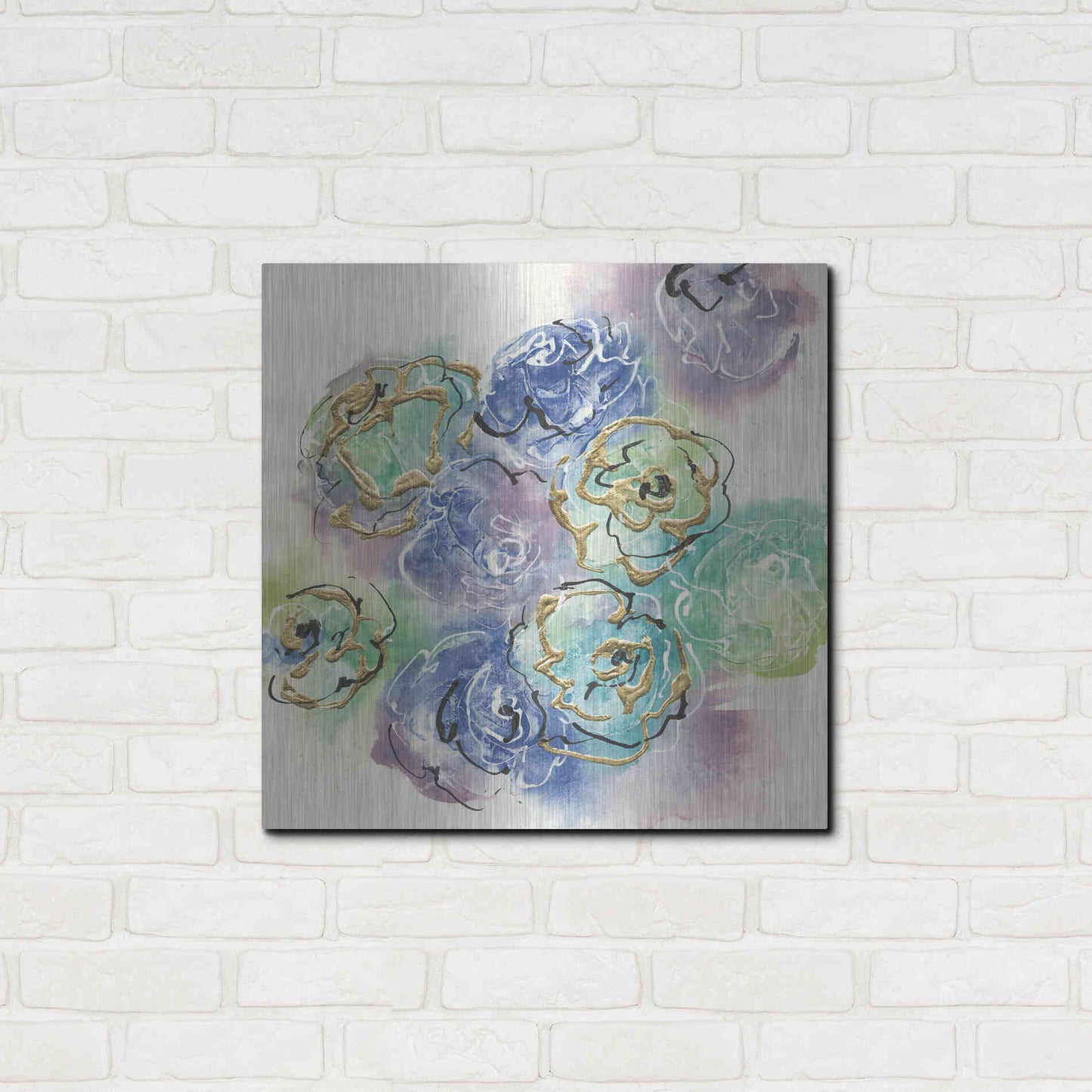 Luxe Metal Art 'Gold Edged Roses I' by Chris Paschke, Metal Wall Art,24x24