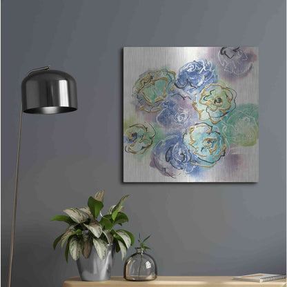 Luxe Metal Art 'Gold Edged Roses I' by Chris Paschke, Metal Wall Art,24x24