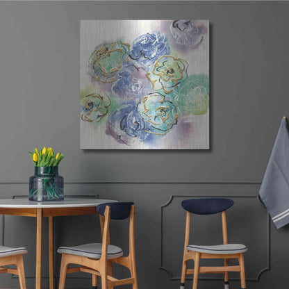 Luxe Metal Art 'Gold Edged Roses I' by Chris Paschke, Metal Wall Art,36x36