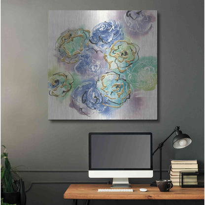 Luxe Metal Art 'Gold Edged Roses I' by Chris Paschke, Metal Wall Art,36x36