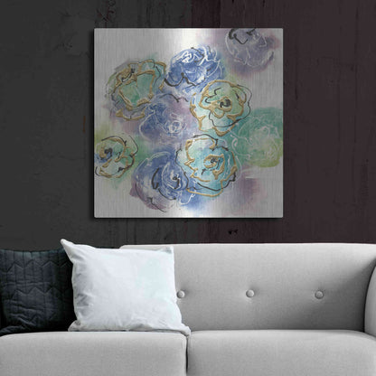 Luxe Metal Art 'Gold Edged Roses I' by Chris Paschke, Metal Wall Art,36x36