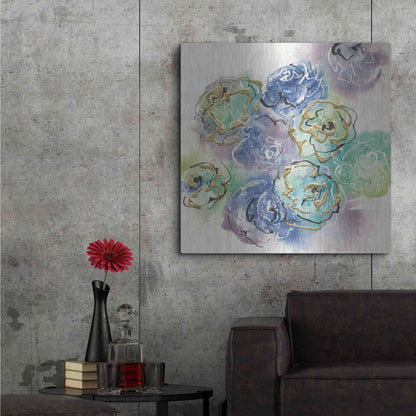 Luxe Metal Art 'Gold Edged Roses I' by Chris Paschke, Metal Wall Art,36x36
